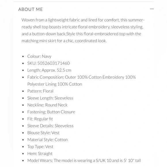 APRICOT 🍑- Navy and White Floral Sleeveless Top - Picture 4 of 6